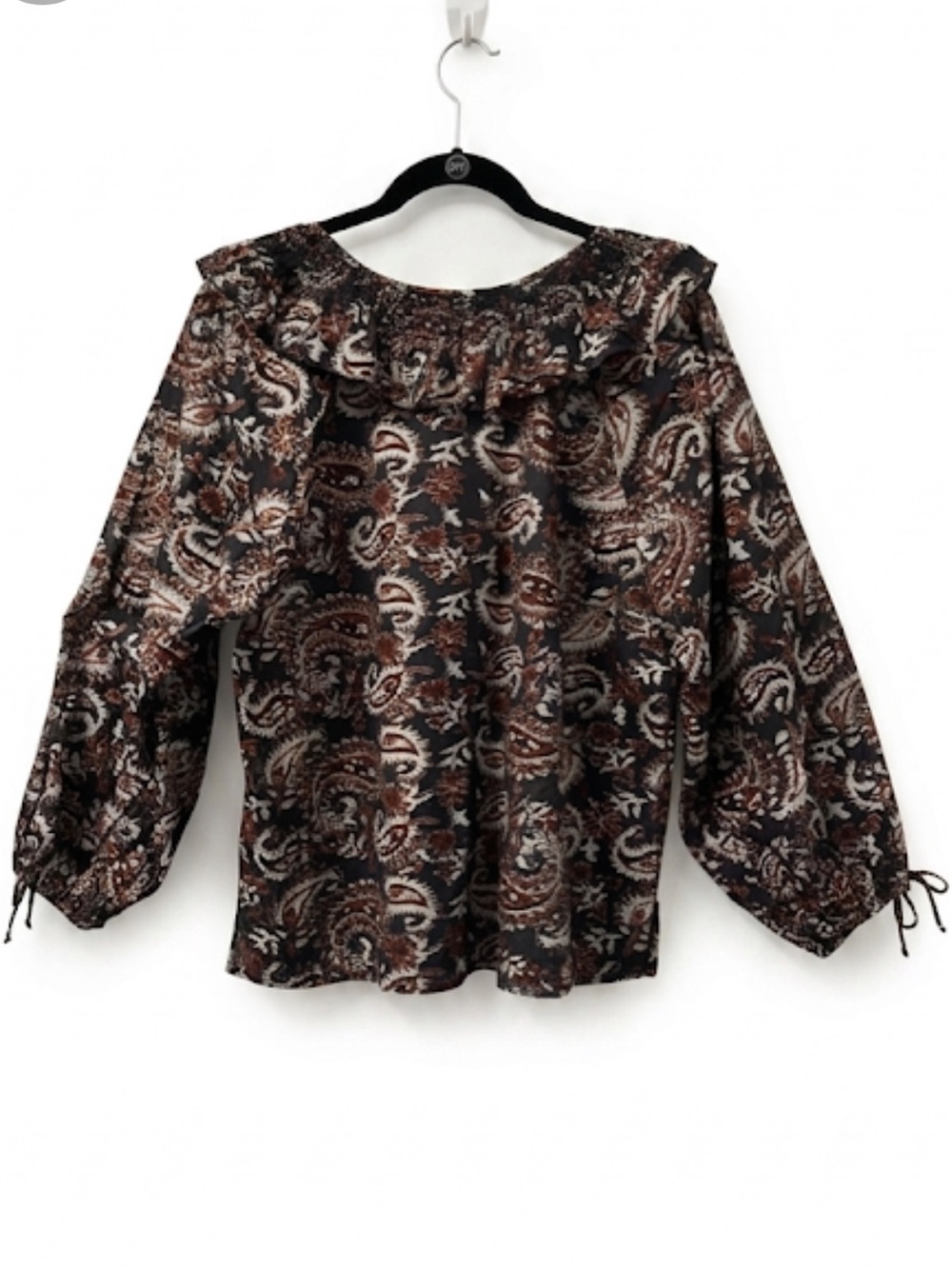 NWT Cleobella Jillian Blouse Organic Cotton Avalon Dark Paisley Ruffle Top M⁠ - Picture 4 of 16